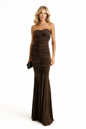 NORMA KAMALI - Strapless ruched jersey gown
